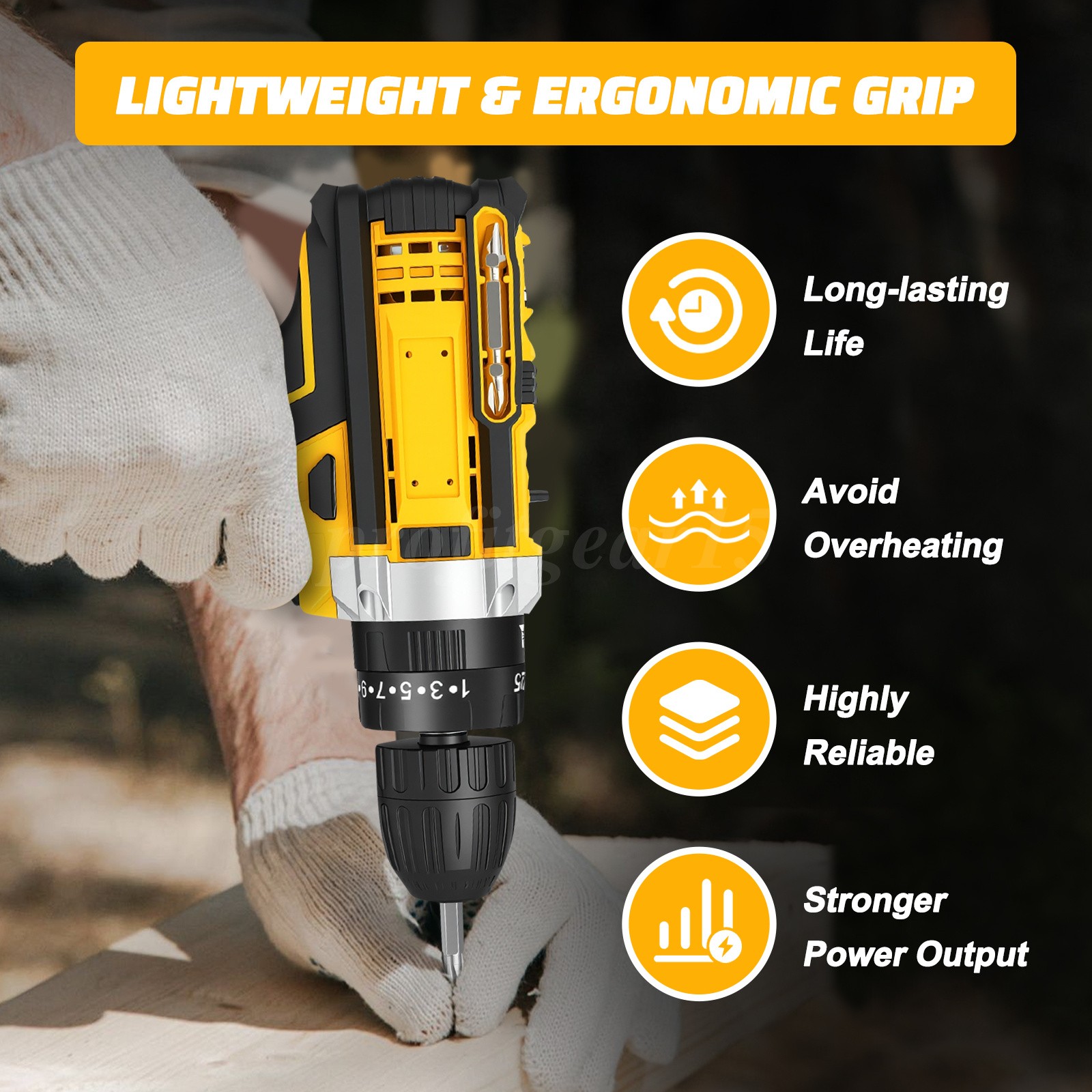 Cordless Brushless Impact Driver Hammer Drill Combo Kit with 2 Battery & Charger