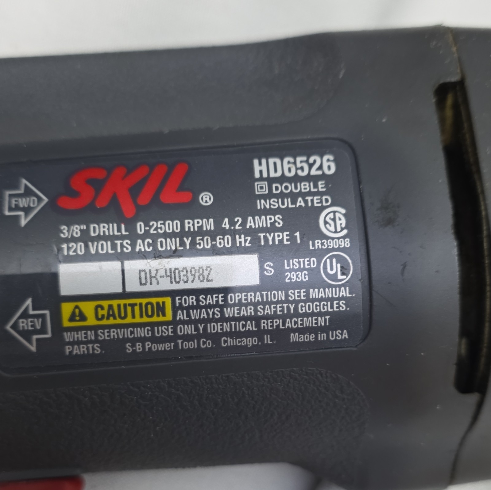 SKIL HD6526 Heavy Duty 3/8in Keyless Corded Drill/Driver 120V 0-2500RPM W/ Case