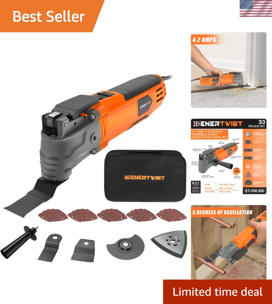 Versatile 31-Piece Oscillating Tool Kit with Tool-Less Changes & 6 Settings