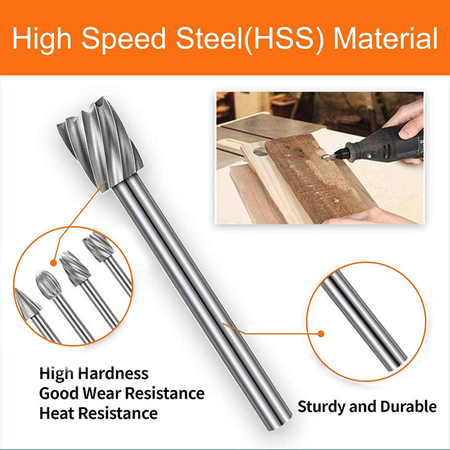 40 PCS HSS Rotary Burrs for Wood Carving Burr Drill Bit Set 1/8&Prime; for Dremel Tool