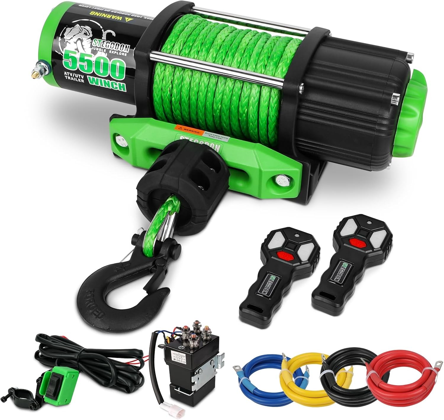 5500 Winch 12V Electric ATV/UTV Winch with Synthetic Rope,2pcs Wireless Remote a