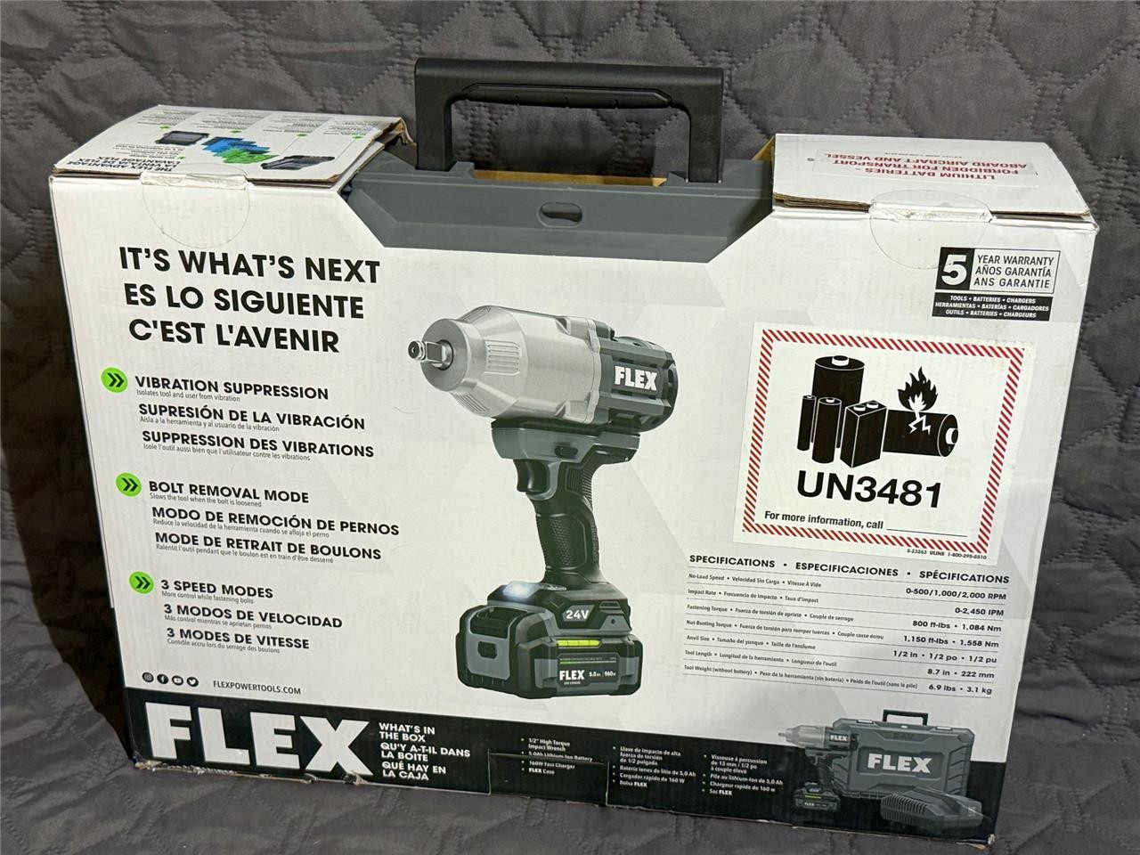 FLEX 24V Variable Speed Brushless 1/2&Prime; Drive Cordless Impact Wrench w/ Battery