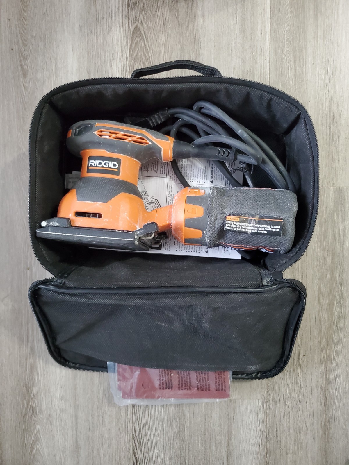 RIDGID Corded Electric Orbital Sander with Carry Bag and Dust Collection Bag