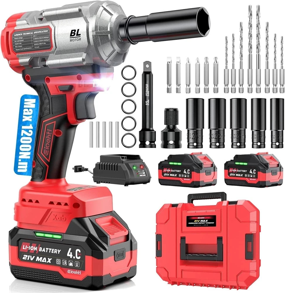 3-in-1 Cordless Impact Wrench 1/2 Brushless 900Ft-Lbs 21V Drill Set