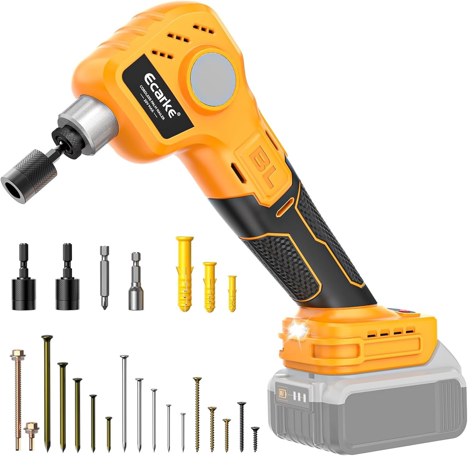 Cordless Palm Nailer for Dewalt 20V Li-Ion Battery, with Tip Electric Auto Hamme