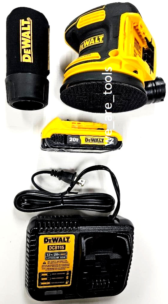 DeWalt DCW210 20V Cordless 5&Prime; Orbital Sander, 1) DCB203 Battery, Charger 20 Volt