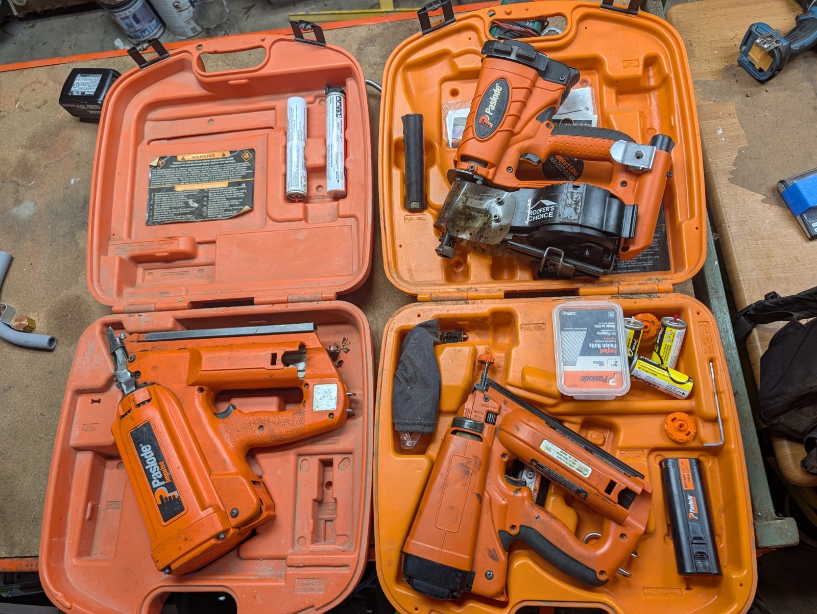 Lot Of 3 Paslode Nail Guns. One Finish Gun, One Framing, One Roofing