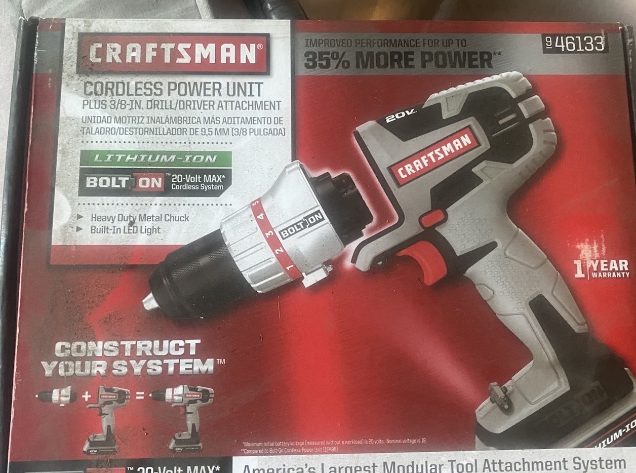 Craftsman 20V Bolt On Drill Kit 00946133 Battery Charger ,DISPLAY MODEL In Box
