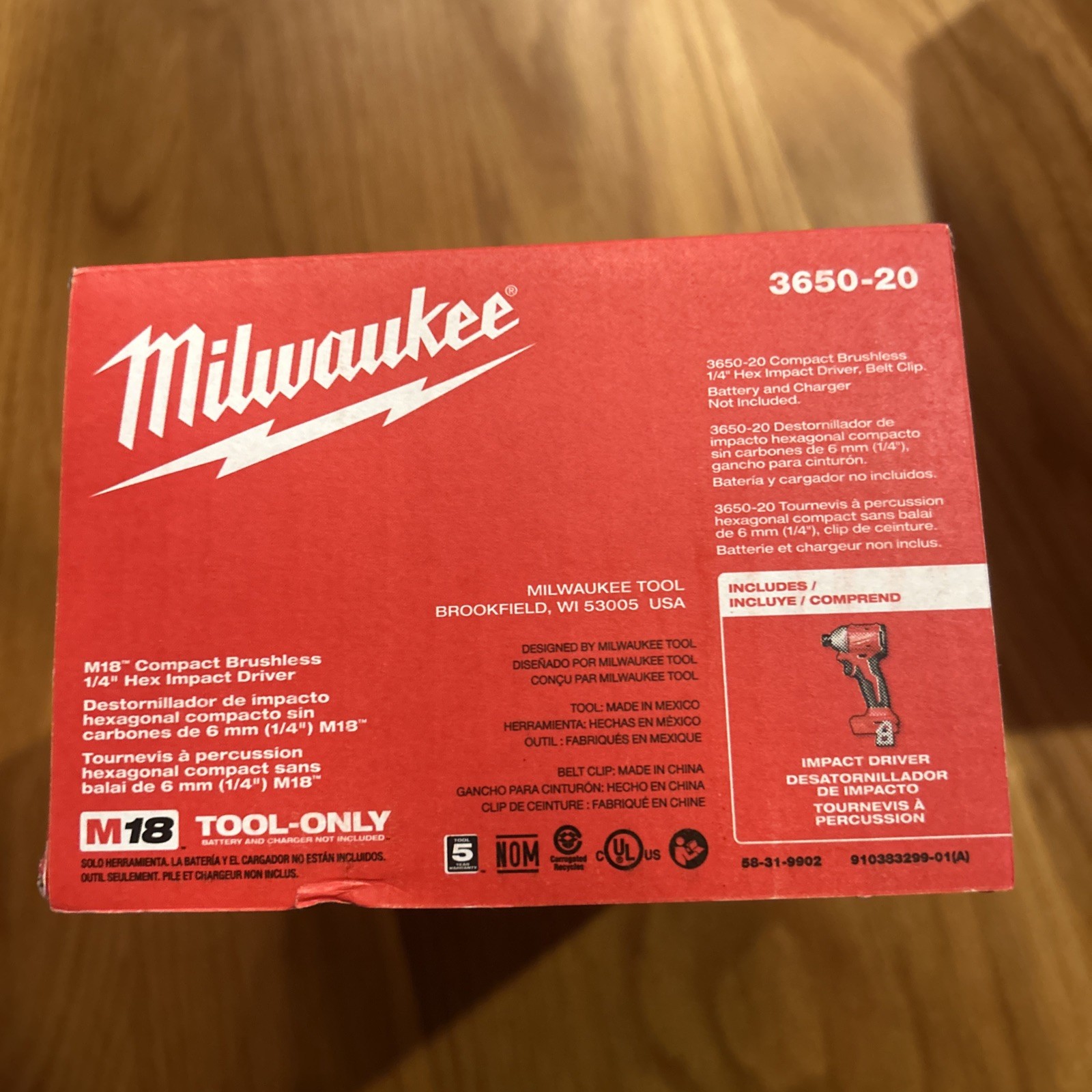 Milwaukee M18 Brushless 1/4 in. Compact Impact Driver 3650-20 with 2.0ah Battery