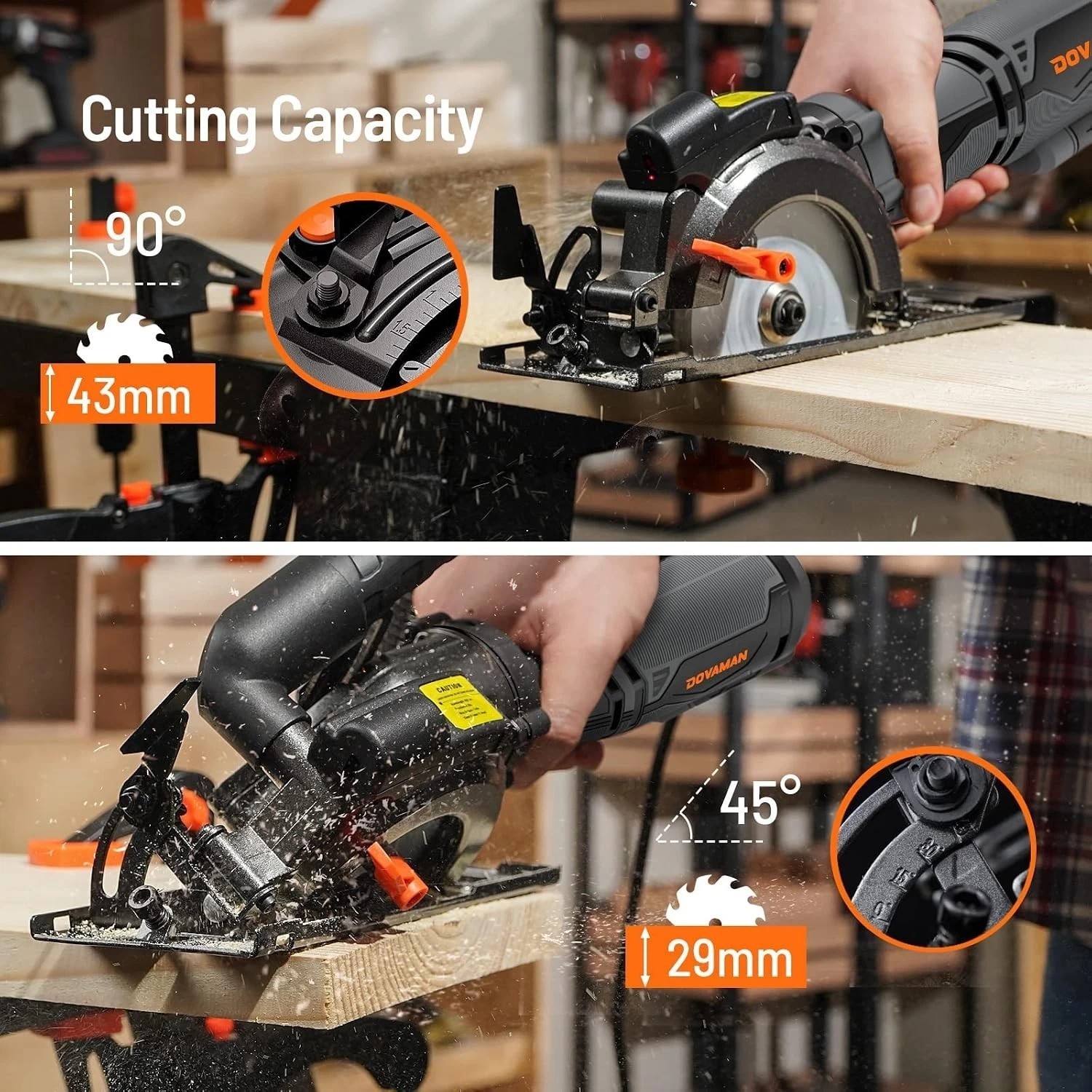 Circular Saw, 5.8A 4-1/2&Prime; Circular Saw w/Laser & Auxiliary Handle | 6 Blades …