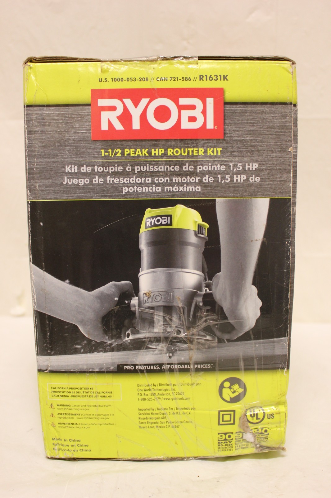 Ryobi R1631K 8.5Amp 1-1/2 Peak HP Fixed Base Router W/ Tool Bag – BRAND NEW C2