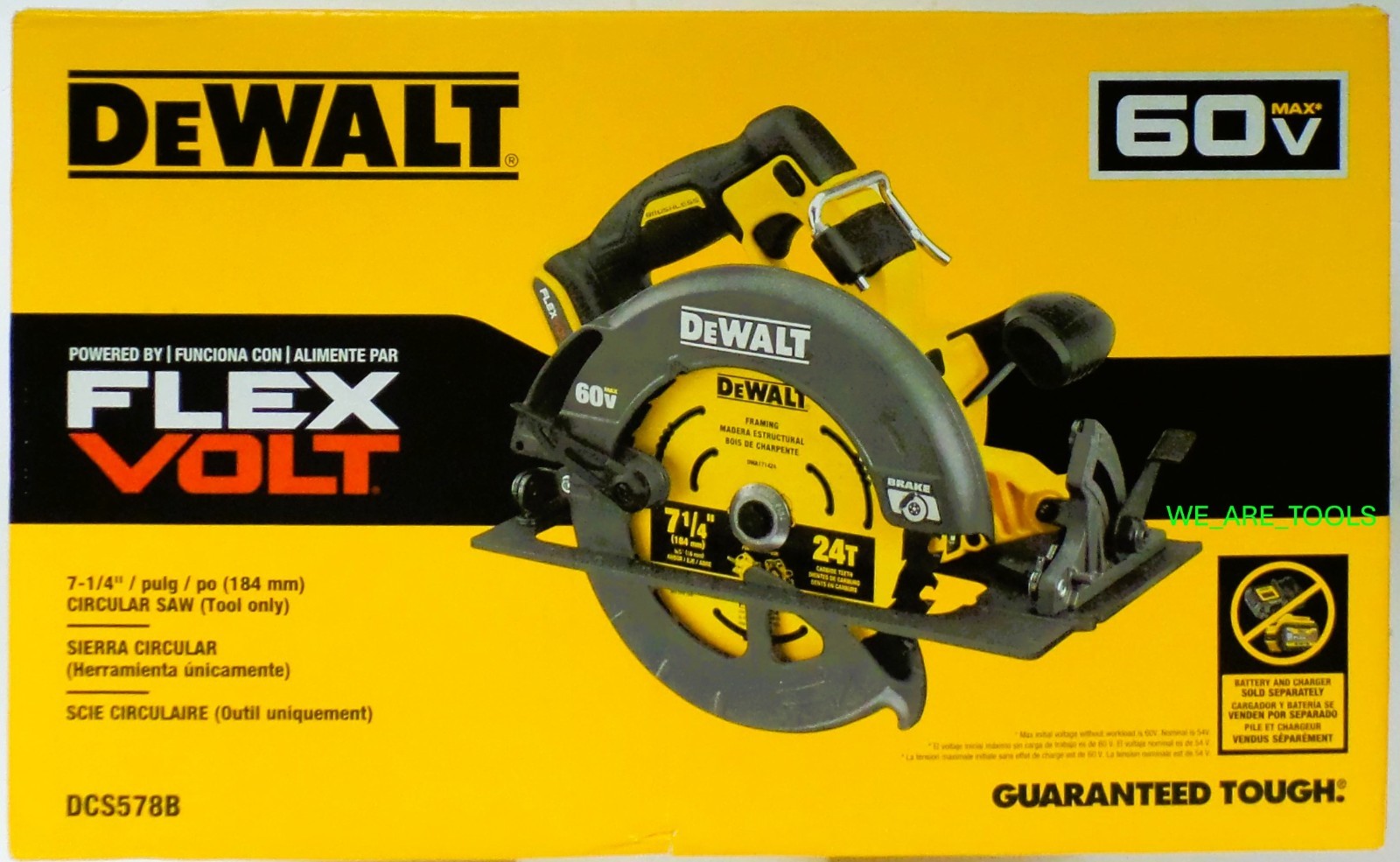 Boxed Dewalt DCS578B 60V MAX FlexVolt 7-1/4&Prime; Circular Saw Brushless