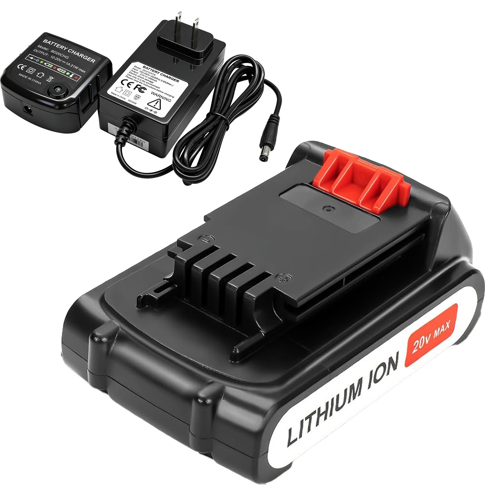 3.0Ah Battery+Charger for Black and Decker 20V Lithium-Ion LBXR20 LBX4020 LBX20