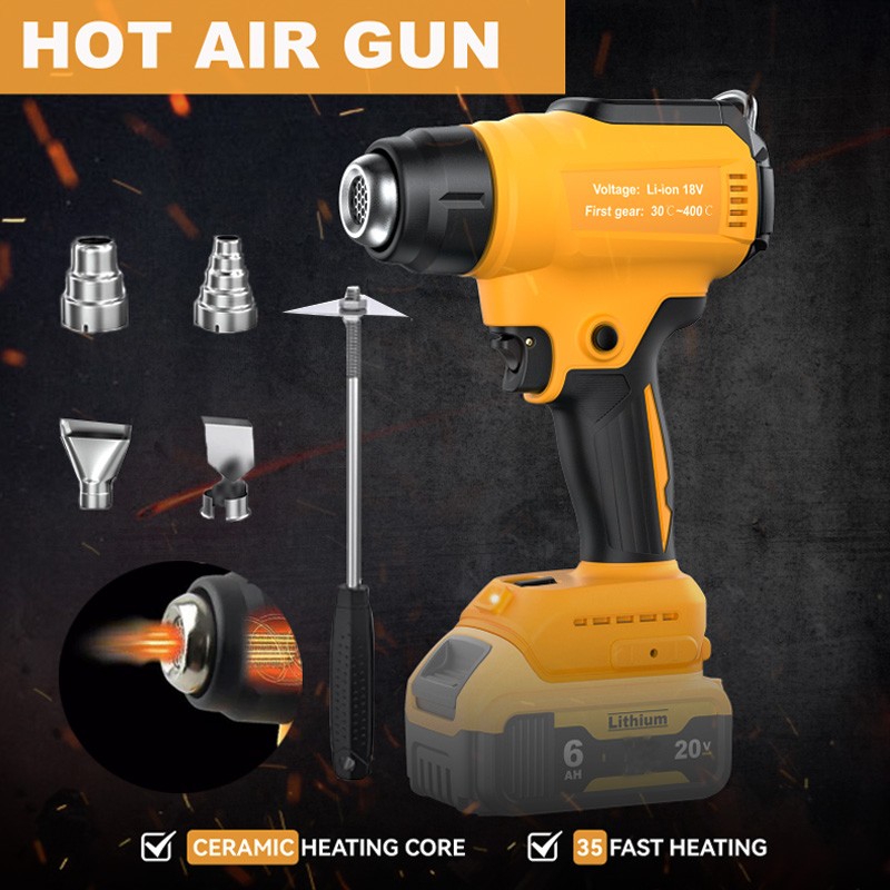 Cordless Heat Gun Hot Air Gun For Dewalt 20V Max Li-ion Battery w/4 Nozzles NEW
