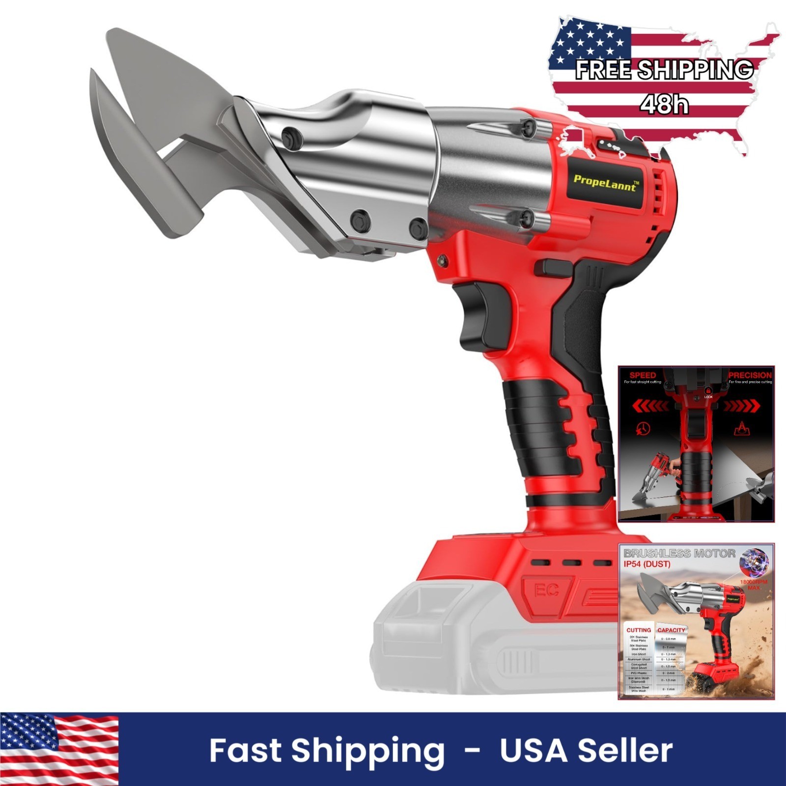 Cordless Metal Shears 14GA Cutter for Milwaukee 20V Max Red Plastic Alloy Steel
