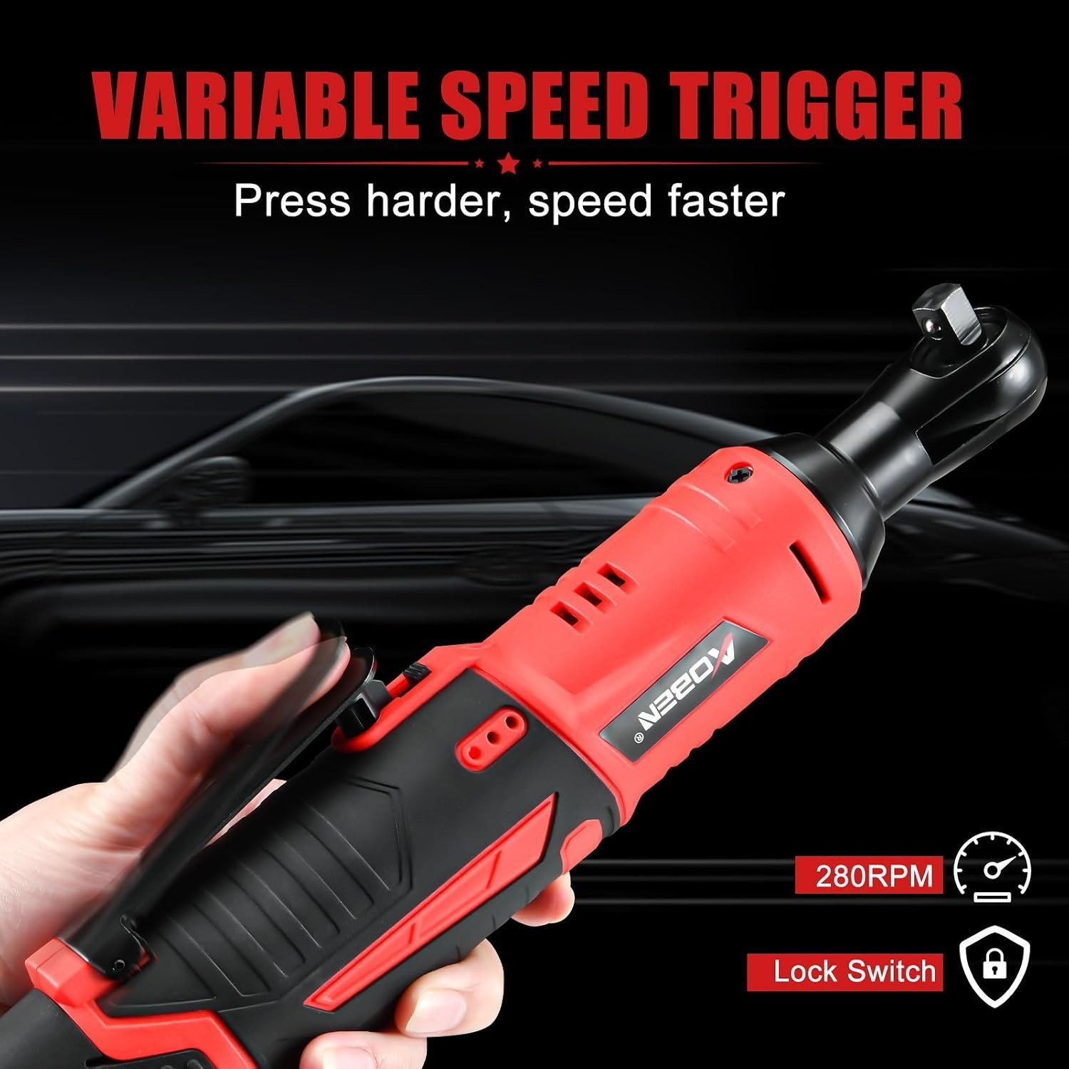 Powerful 3/8&Prime; Electric Ratchet Set with Lithium-Ion Battery