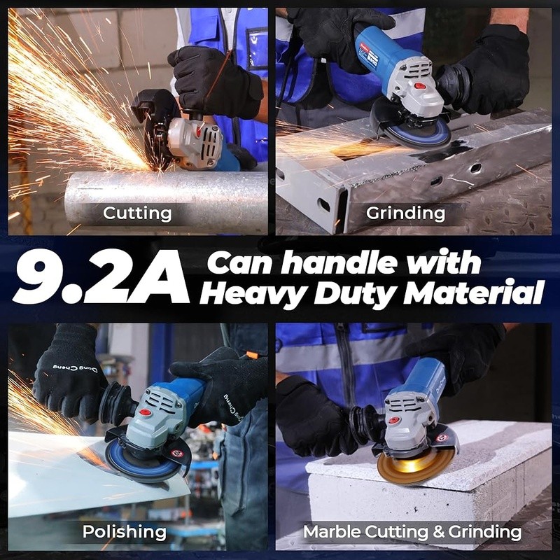 9.2Amp Angle Grinder Tool 4-1/2in Electric W/ Paddle Switch Tool-Free Guard New
