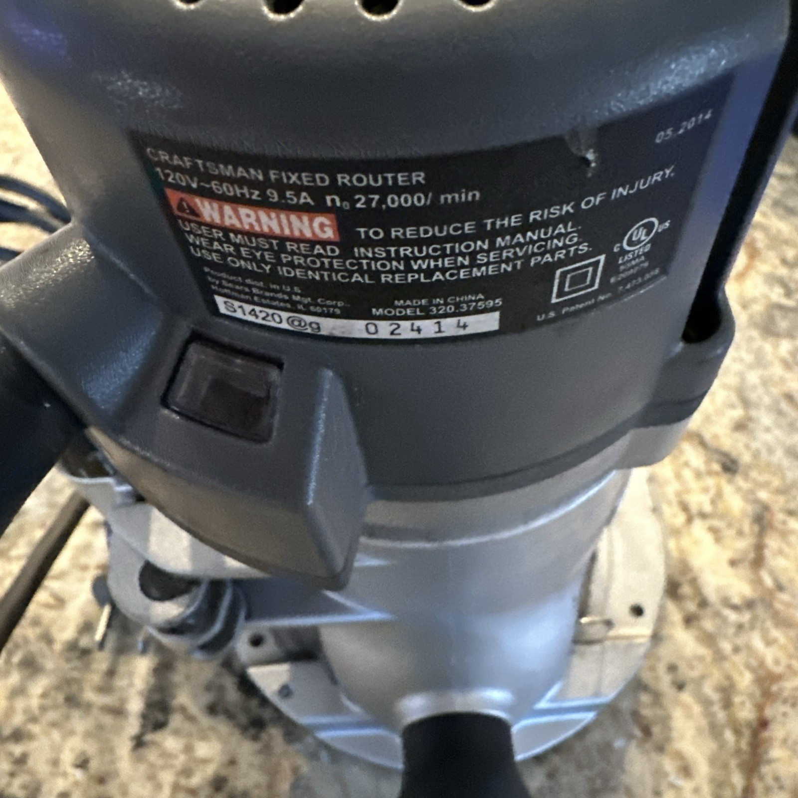 Sears Craftsman 320.37595, 9.5 AMP 1-3/4 HP Router – Very Good Condition