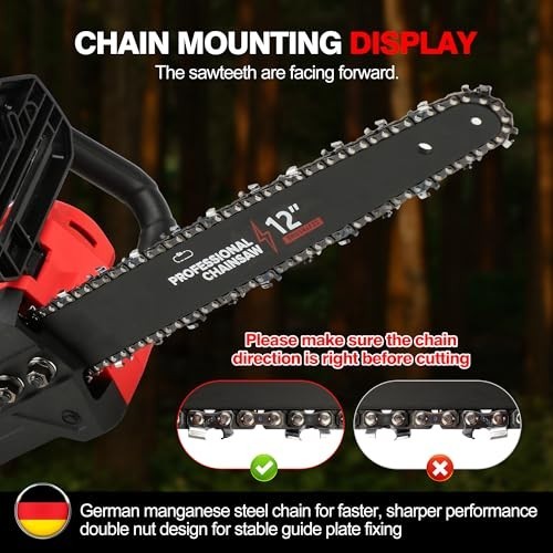Brushless Cordless Chainsaw 12-In Fits Milwaukee M18 Auto Oiler Lock Tool Only