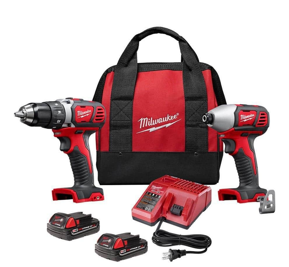 Milwaukee M18 2691-22 2-Tool Drill/Driver + 1/4 in Impact Brushed 2x Li-Ion