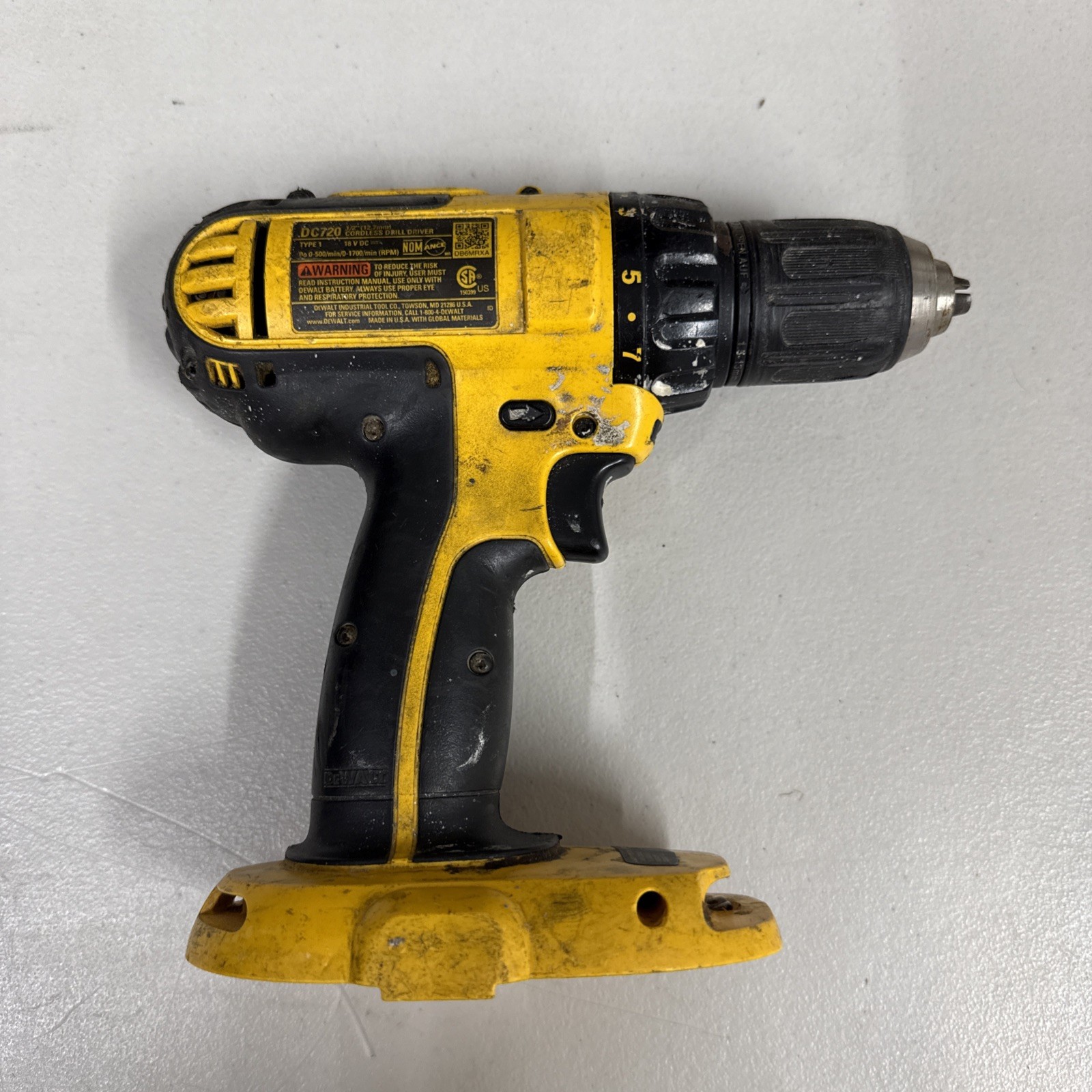 DEWALT DC720 18V Cordless 1/2 Inch Drill Driver Tool Only Tested & Working