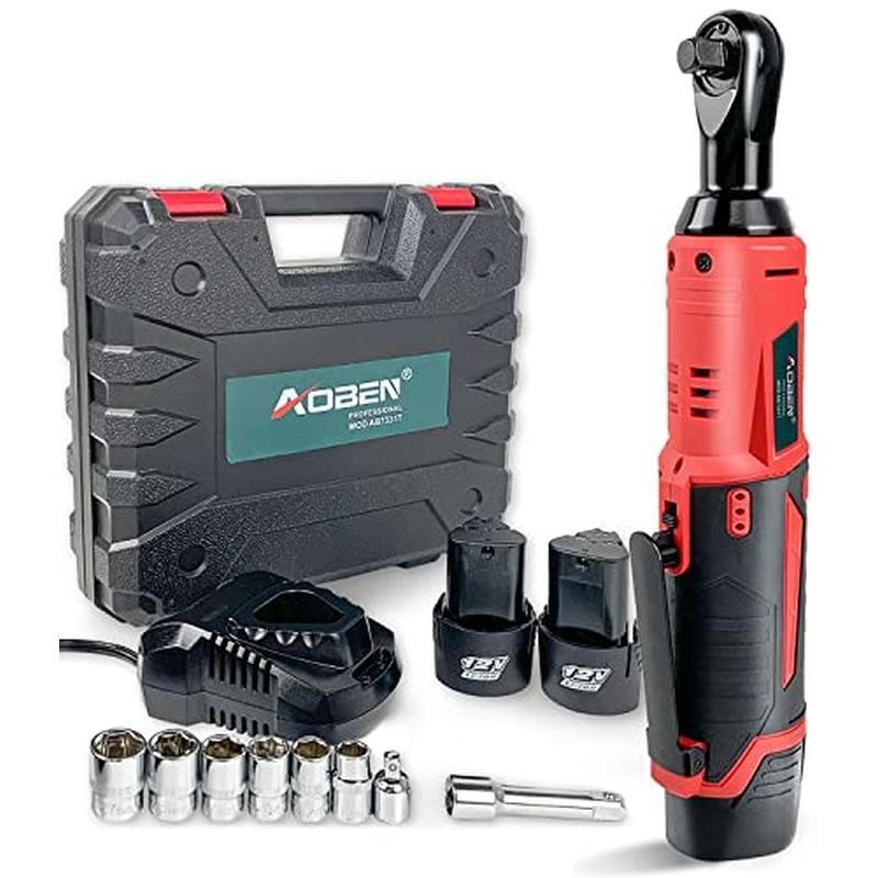 Cordless Electric Ratchet Wrench Set 12V 40 Ft-Lbs Torque 280RPM LED Light New