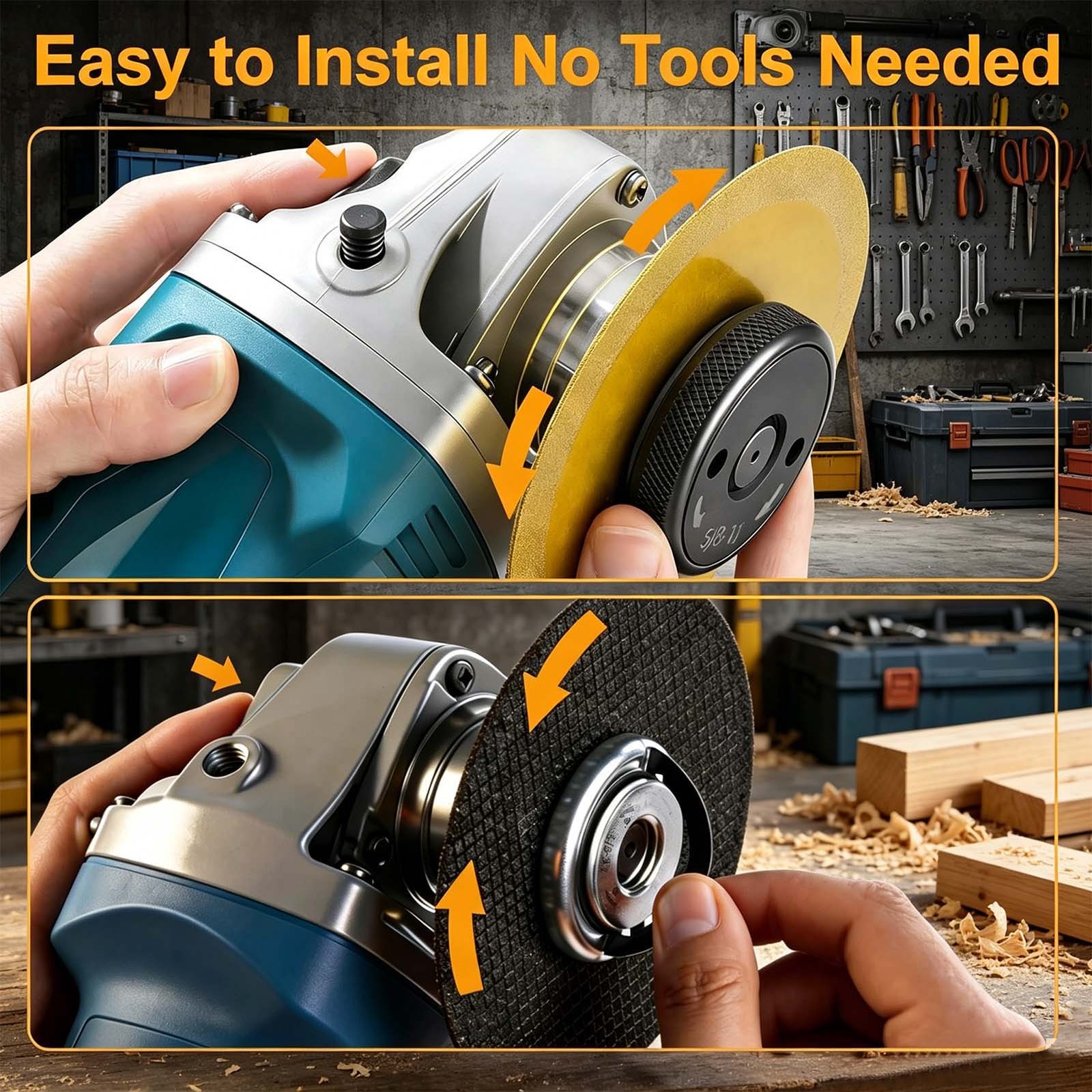 Angle Grinder Flange Nut Kit 5/8&Prime;-11 D-Ring & Knurled for Workshop Garage Use