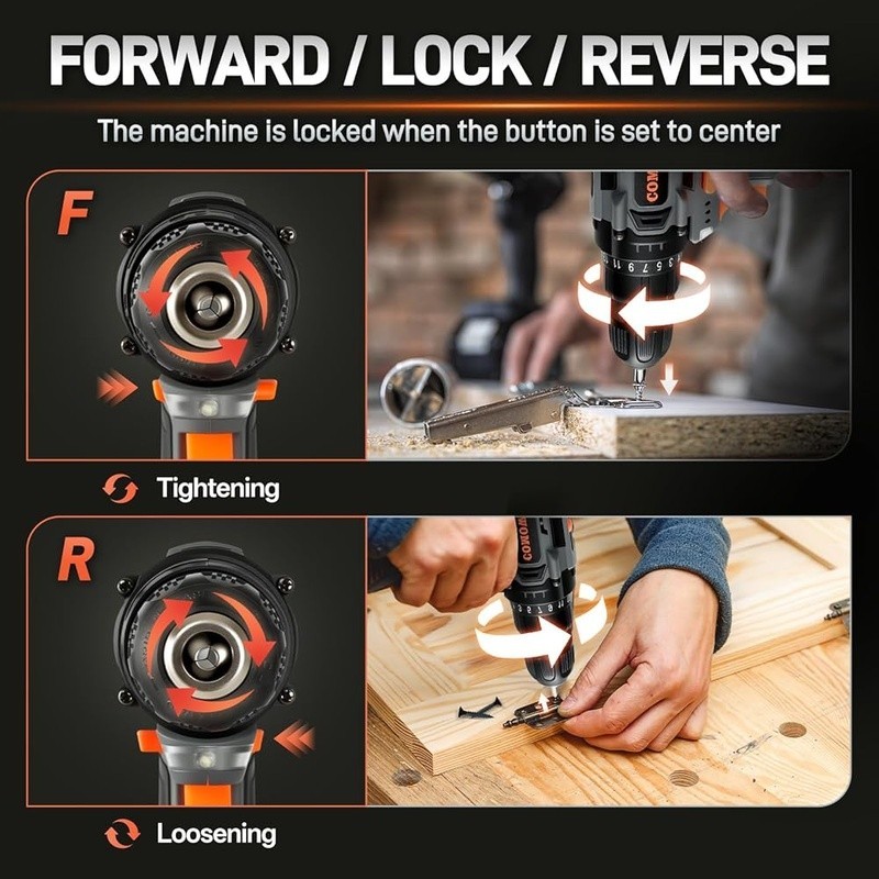 20V Cordless Drill Set 266 In-lbs Torque 25 1 Clutch Keyless Chuck LED Light New