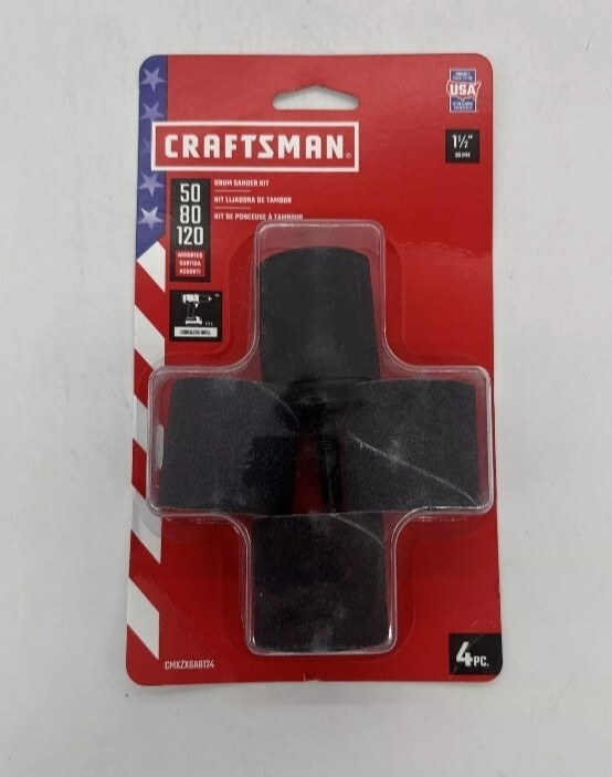 CRAFTSMAN 1-1/2×1-1/2 Drum Kit Asst Grt 1+3 Aluminum Oxide Multi-Grade Spindle S