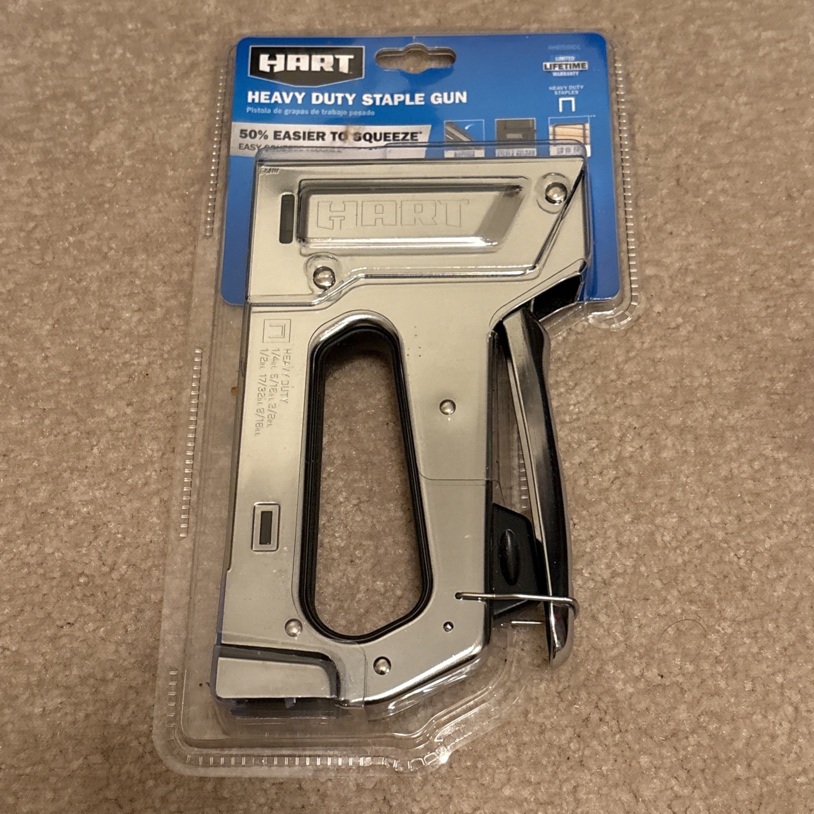 HART Heavy Duty Staple Gun, Handle Lock, Compatible w/ Arrow T50 Staples