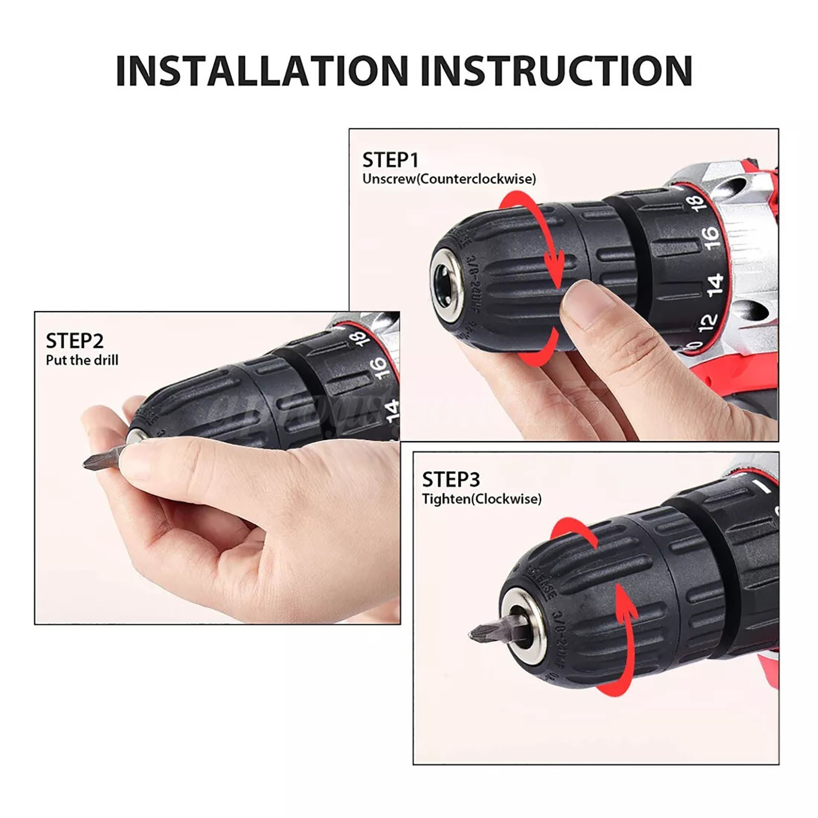 3/8&Prime; Hammer Drill Cordless Brushless Impact Driver Combo Kit W/Battery & Charger
