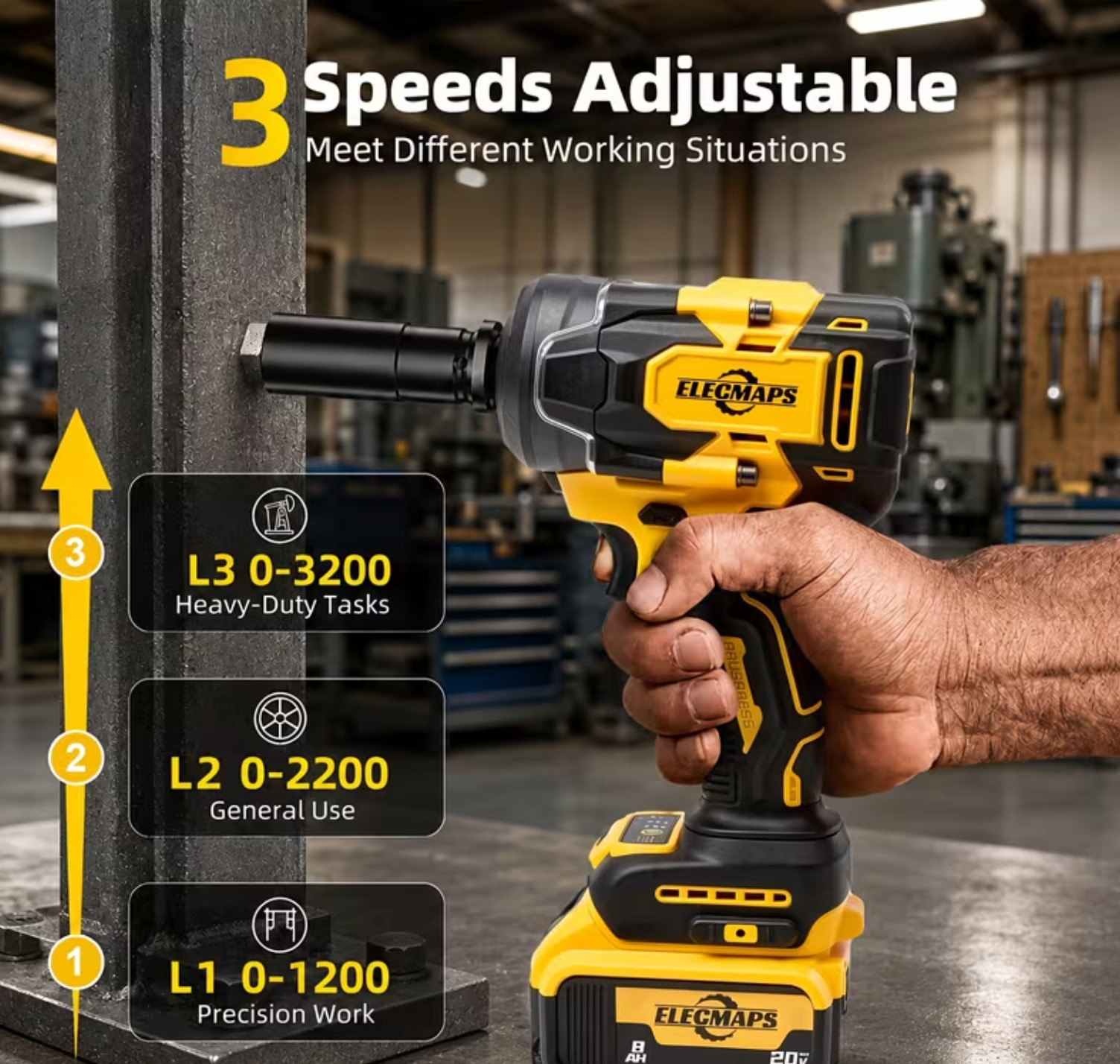 Cordless Impact Wrench Compatible With DeWalt 20V MAX Battery, 443 Ft-lb (600Nm)