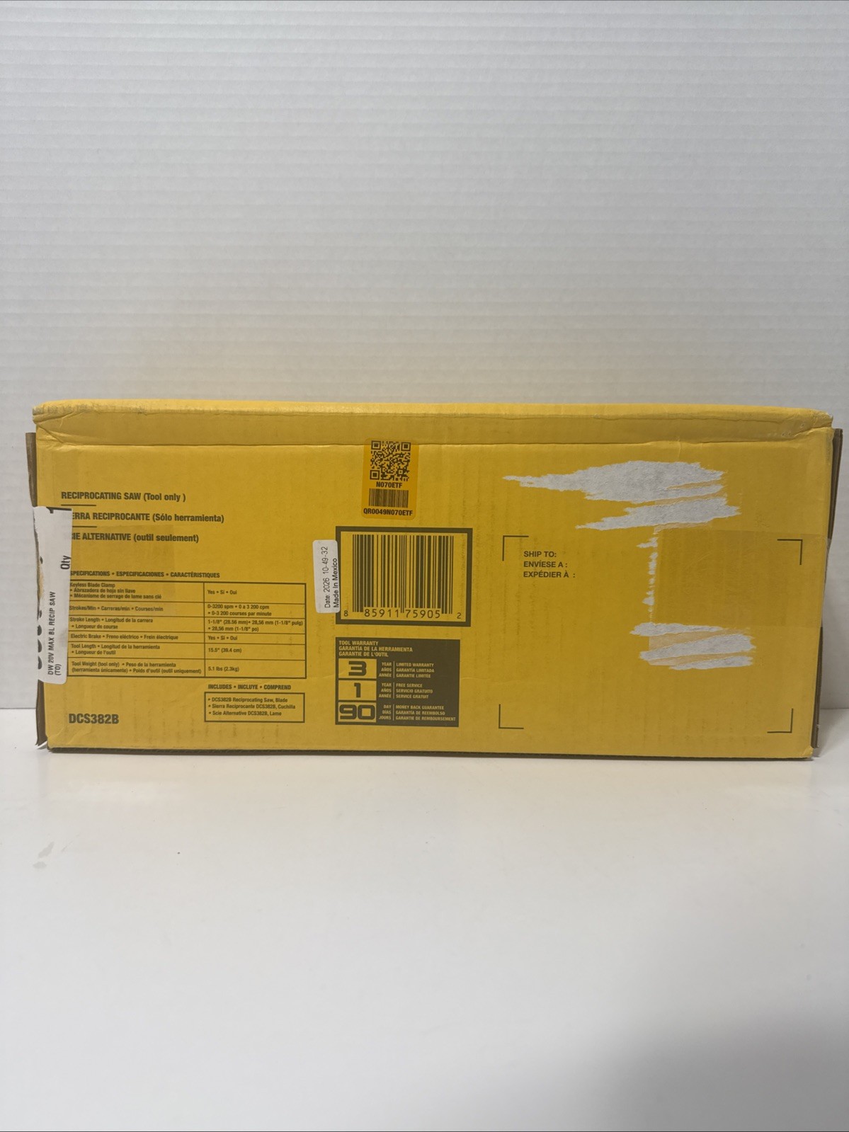 DEWALT DCS382B 20V MAX Brushless Reciprocating Saw -Tool Only -New IN BOX