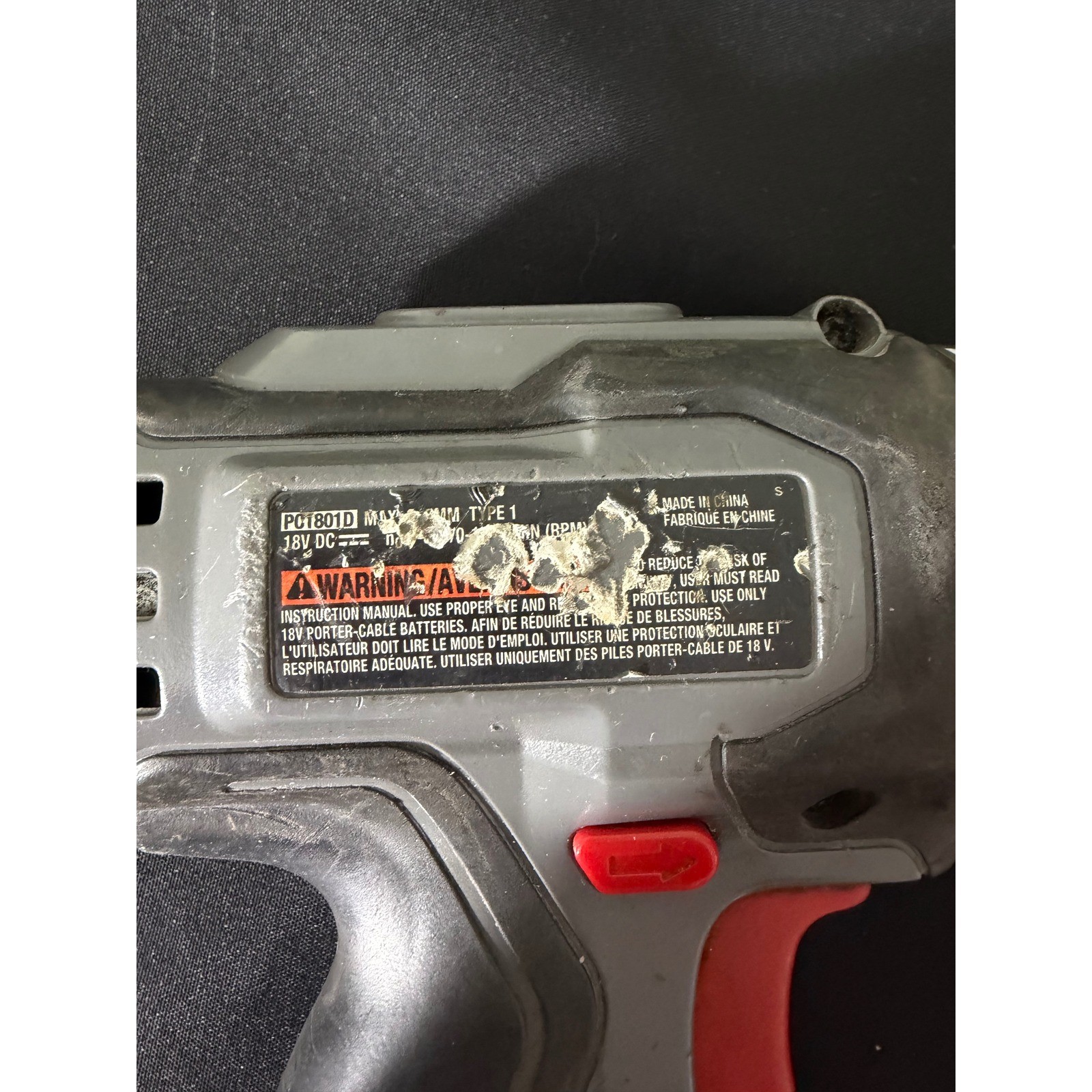 Porter-Cable PC1801D Drill Driver 18V Gray Good Cordless Bare Tool Only
