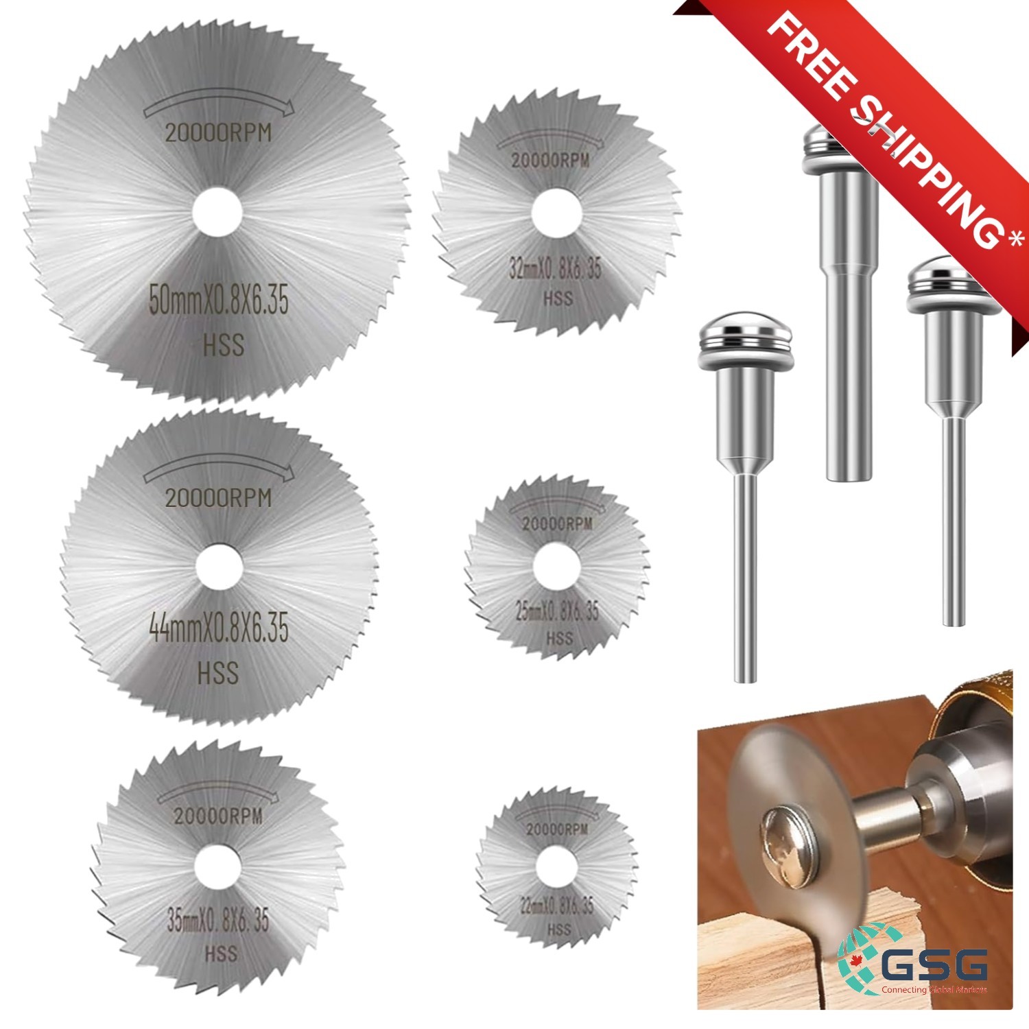 6-Piece Multi-Purpose Rotary Drill Saw Blades Set with Mandrels for Steel, Wo…
