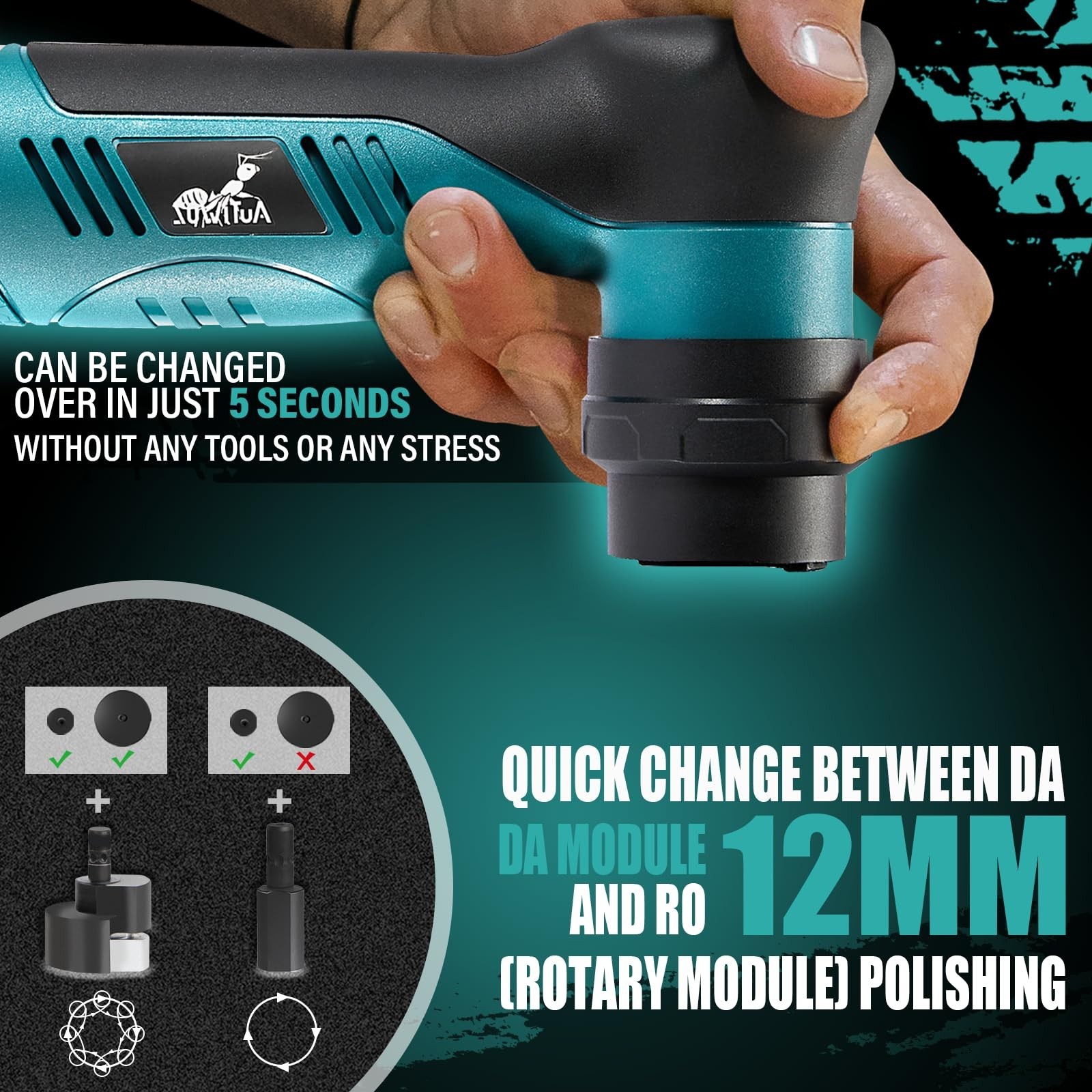 Portable Cordless Mini Polisher – 6 Speed, 12mm & 3mm Orbital, Car Detailing Kit