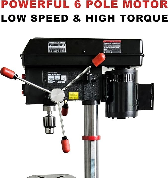 BUCKTOOL 12 » 6 Pole Motor Variable Speed Bench Drill Press 360–2000RPM,DP12VL-2