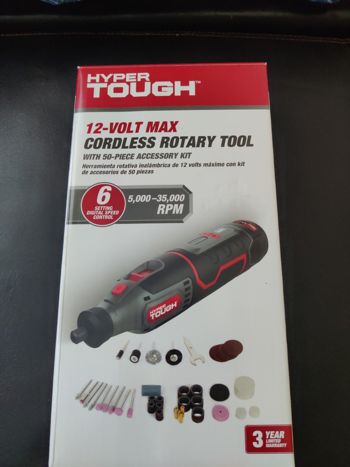 HYPER TOUGH 12V Max Cordless Rotary Tool, 50-Piece Kit, Li-Ion, 5,000-35,000 RPM