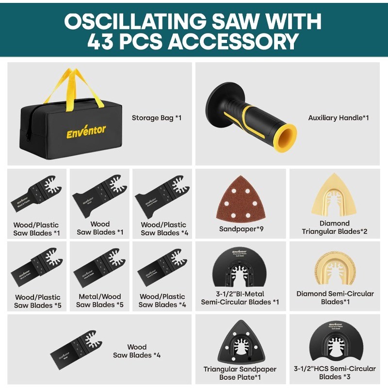 Multi Tool Saw, Electric Oscillating Saw with 43PCS Accessories