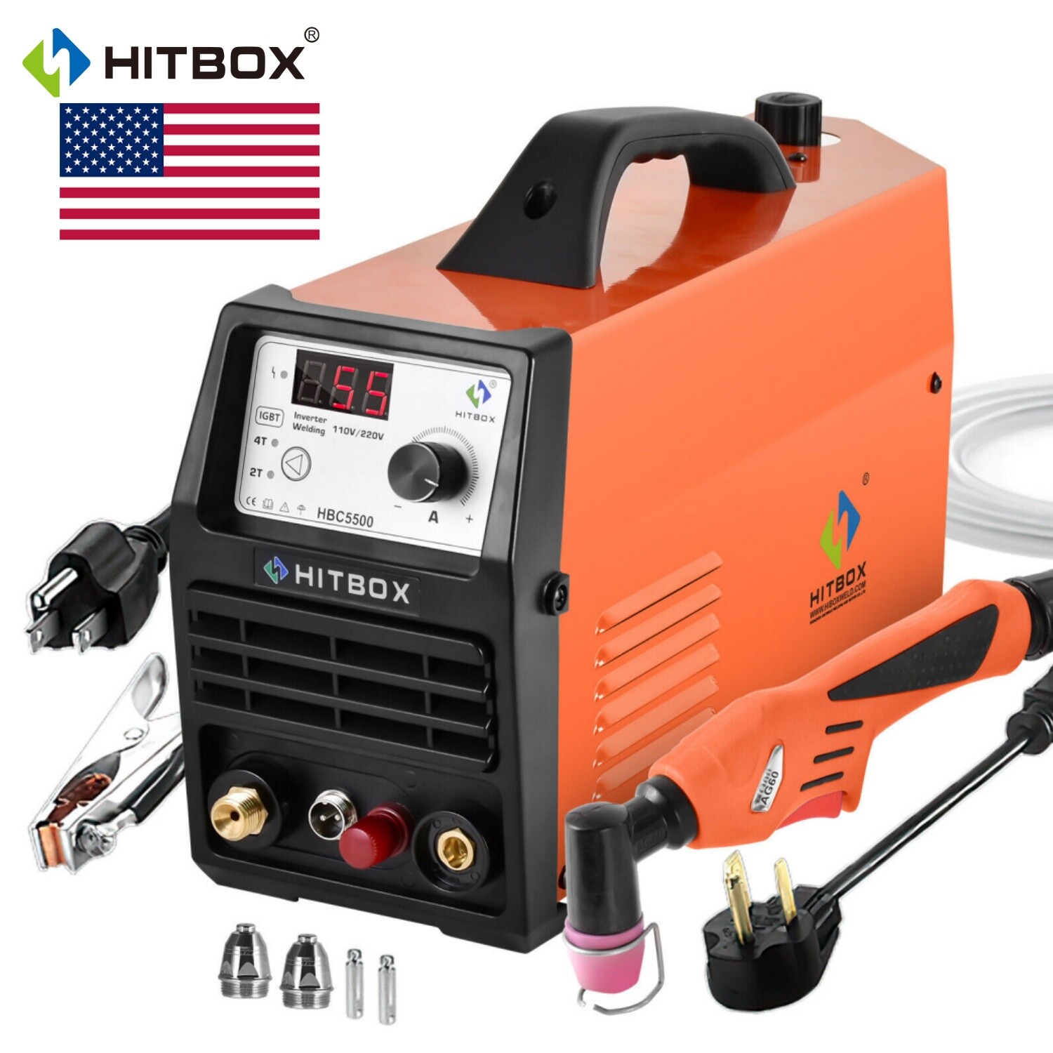 HITBOX Plasma Cutting Machine 55AMP Air Plasma Cutter IGBT 110V/220V Inverter US
