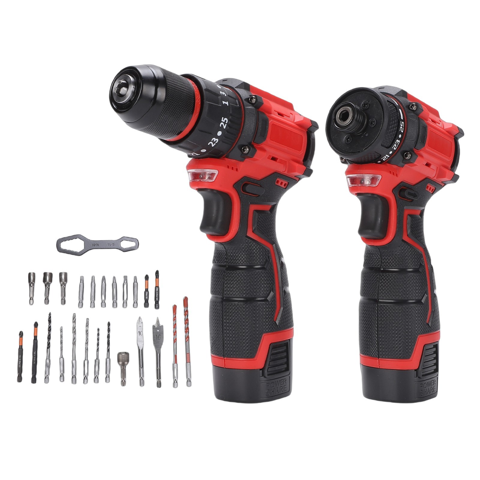 16.8V Brushless Cordless Drill Impact Driver Tool Kit, 3 Batteries US 110V Plug