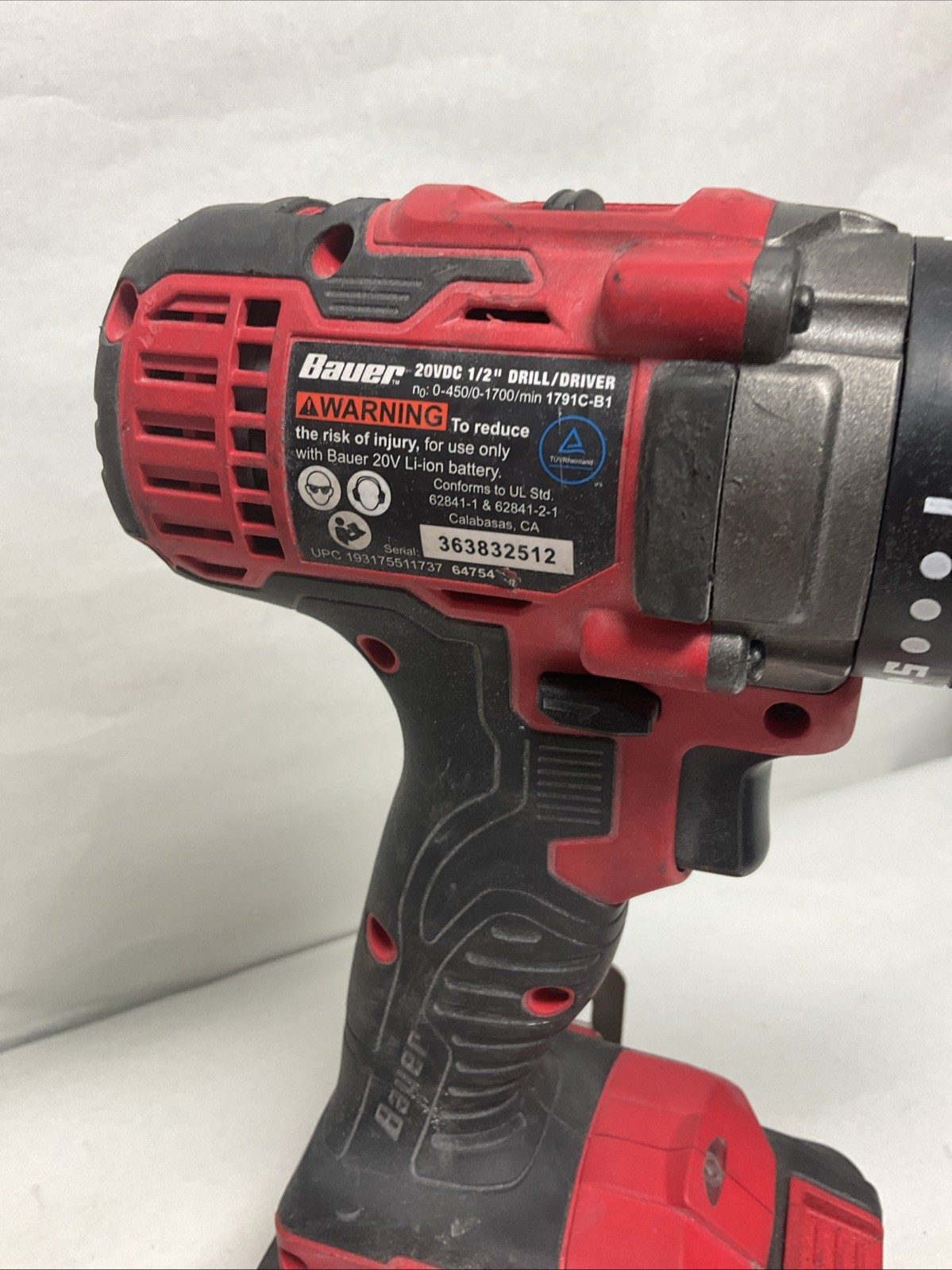 Lot Of 2 20v Bauer Tools 1791c-b1 Drill 1781c-B 1 – 1/4&Prime; W/batteries/ Charger