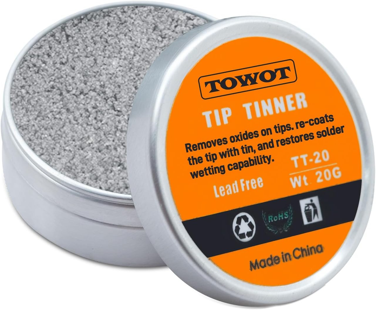 Tip Tinner for Electronics Soldering, Iron Tip and Re-Tinning Solution, Removes