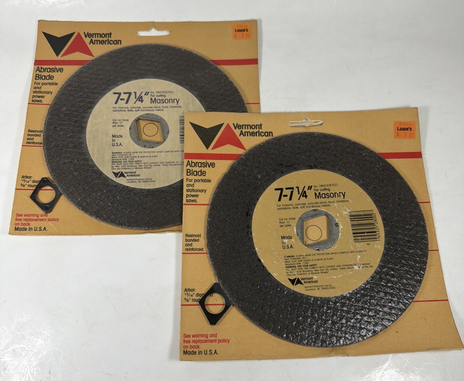 2 Vtg Vermont American 7-7 1/4&Prime; Masonry Saw Cutting Blade 28002 – New