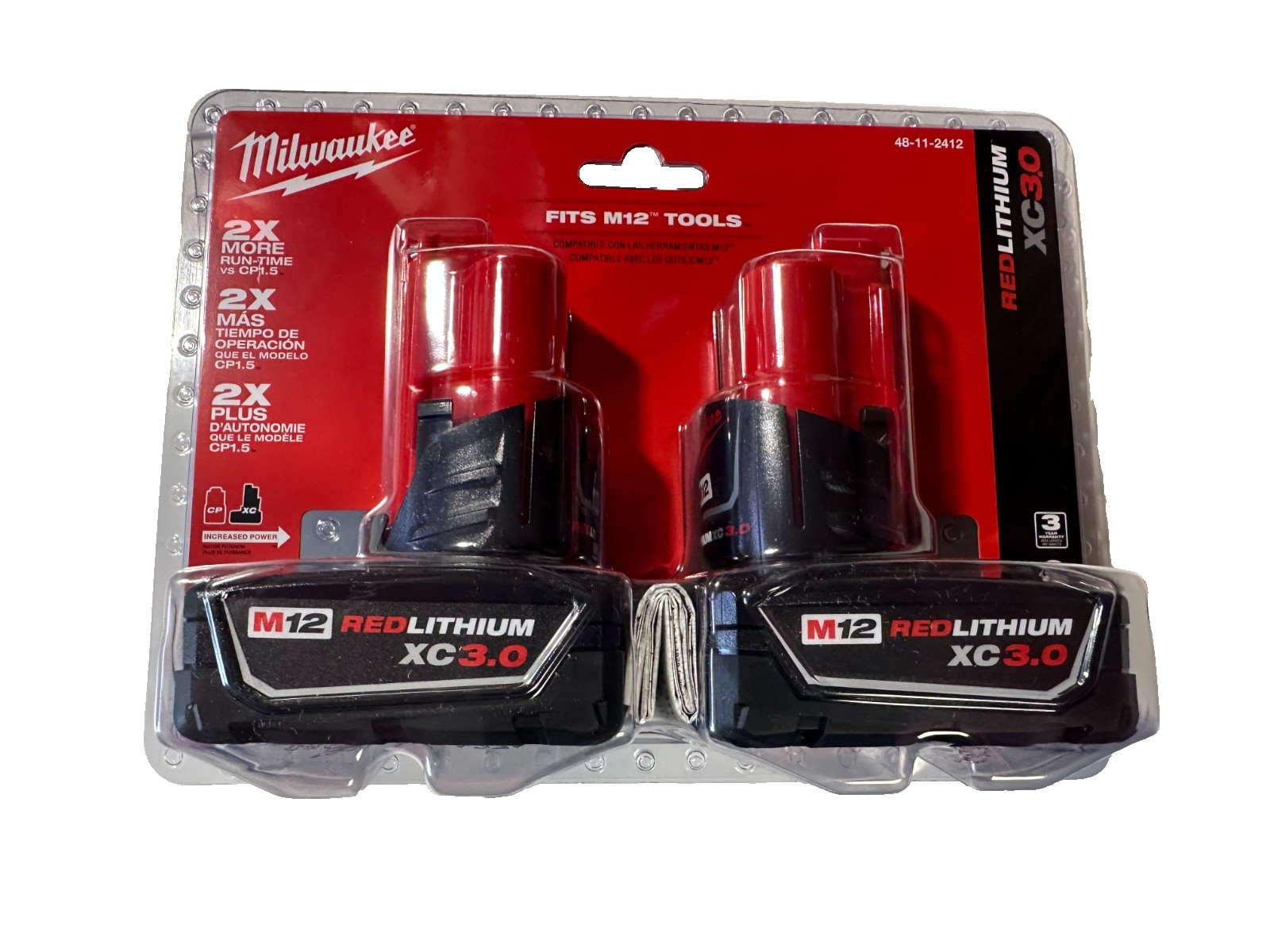 Milwaukee M12 FUEL 1/2&Prime; Stubby Impact Wrench 2563-20 + (2) XC 3.0 Batteries