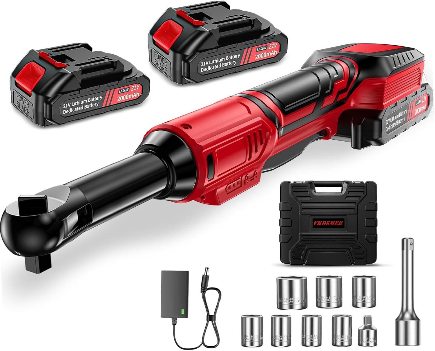 3/8 Cordless Ratchet Wrench Set, 60FT-LBS Extended Electric Ratchet with 400RPM