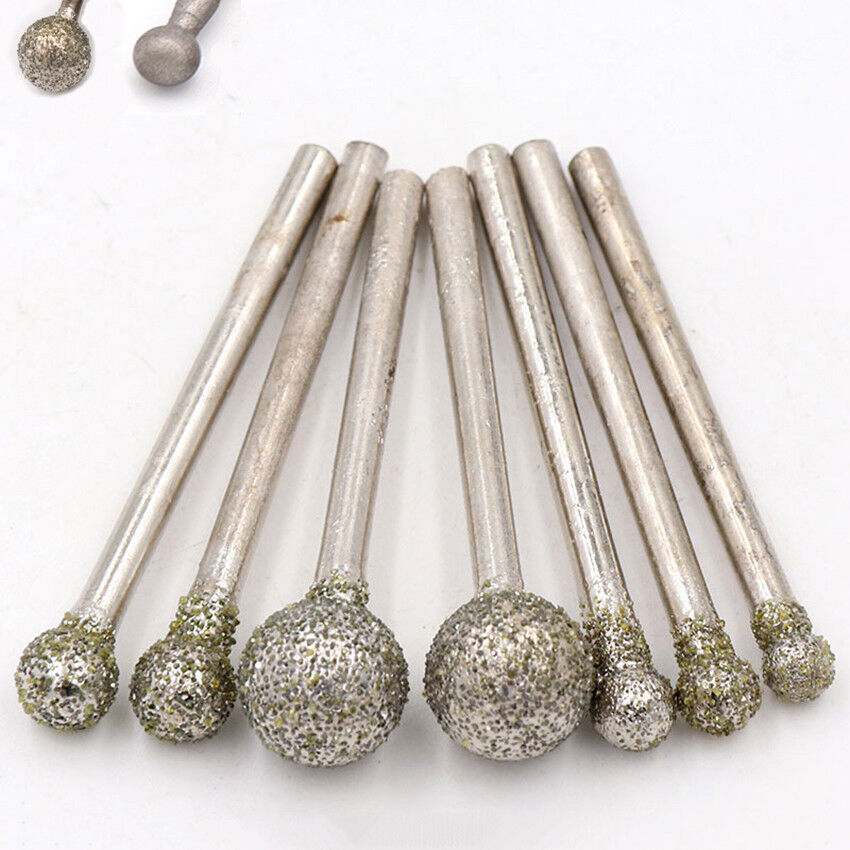 1mm-10mm Ball Round Rotary Diamond Burr Drill Bit Grinding Carving 60-1200 Grit