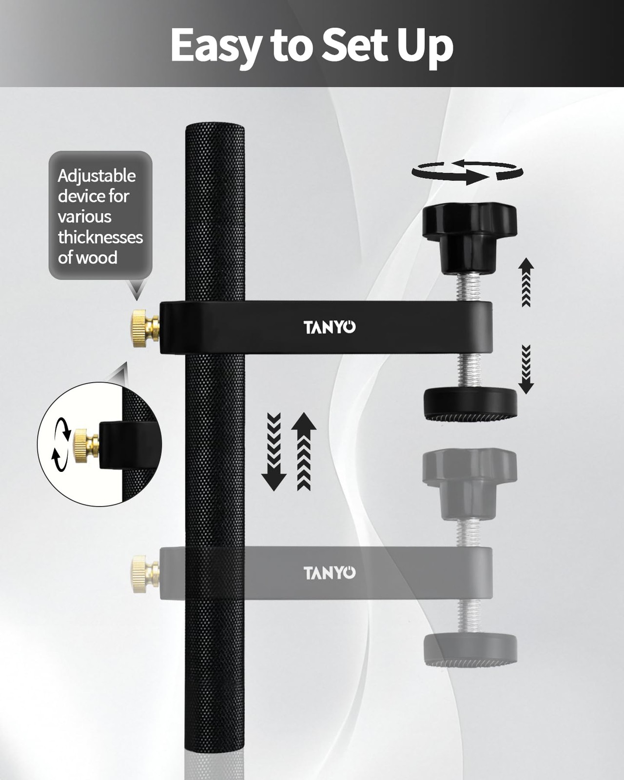 TANYO Bench Dog Clamp, 3/4&Prime; Hole Clamps for Woodworking, 19mm Black