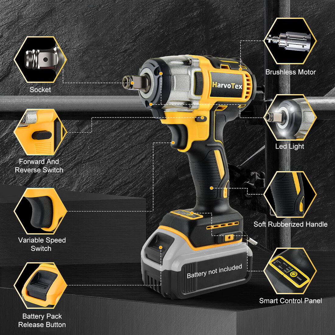 For Dewalt 20V Battery Cordless Impact Wrench 1/2&Prime; Brushless Bare Tool Only