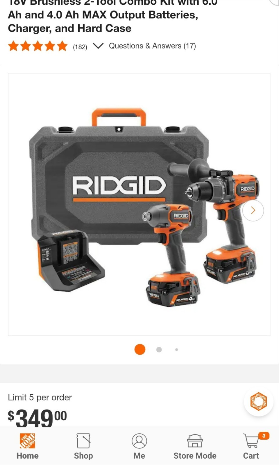⭐️NEW⭐️ RIDGID 18V Brushless 2-Tool 6.0 ah 4.0 ah Kit R92082